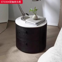 千匠一品 意式风格 E1级环保板+烟熏木皮饰面+开放漆+回弹导轨 时尚大气床头柜ST030-L