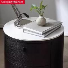 千匠一品 意式风格 E1级环保板+烟熏木皮饰面+开放漆+回弹导轨 时尚大气床头柜ST030-L