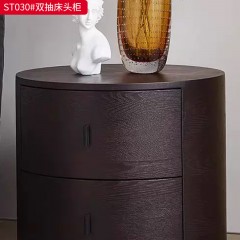 千匠一品 意式风格 E1级环保板+烟熏木皮饰面+开放漆+回弹导轨 时尚大气床头柜ST030-L