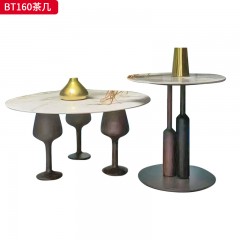 千匠一品 现代风格 石面  玻璃+五金框架 时尚大气茶几BT160-J