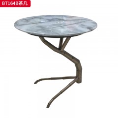千匠一品 现代风格 石面  玻璃+五金框架 时尚大气玻璃茶几  超金石茶几BT164-J