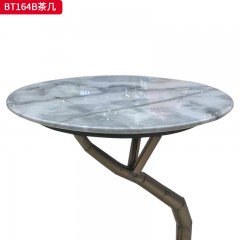 千匠一品 现代风格 石面  玻璃+五金框架 时尚大气玻璃茶几  超金石茶几BT164-J