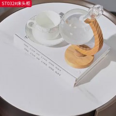 千匠一品 意式风格 岩板+E1级环保板+烟熏木皮饰面+实木抽屉+回弹导轨+哑光烤漆 时尚大气床头柜ST032-J