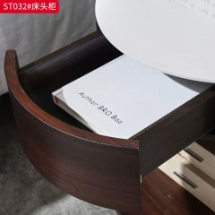 千匠一品 意式风格 岩板+E1级环保板+烟熏木皮饰面+实木抽屉+回弹导轨+哑光烤漆 时尚大气床头柜ST032-J