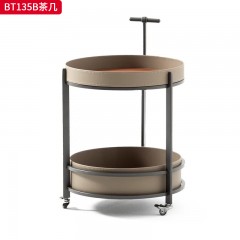 千匠一品 意式风格 马鞍皮+不锈钢框架 时尚大气茶几BT135B-L