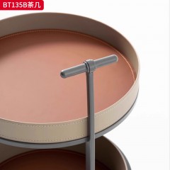千匠一品 意式风格 马鞍皮+不锈钢框架 时尚大气茶几BT135B-L