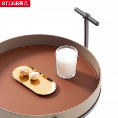 千匠一品 意式风格 马鞍皮+不锈钢框架 时尚大气茶几BT135B-L