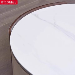 千匠一品 意式风格 岩板+马鞍皮+不锈钢底座 时尚大气茶几BT158-L