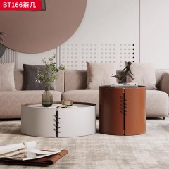 千匠一品 意式风格 马鞍皮+弯板 时尚大气茶几组合BT166-L
