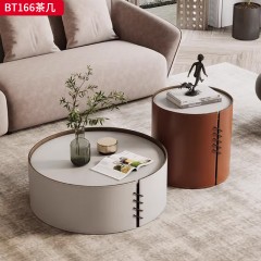 千匠一品 意式风格 马鞍皮+弯板 时尚大气茶几组合BT166-L