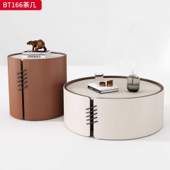 千匠一品 意式风格 马鞍皮+弯板 时尚大气茶几组合BT166-L