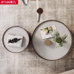 千匠一品 意式风格 马鞍皮+弯板 时尚大气茶几组合BT166-L