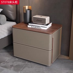 千匠一品 意式风格 实木面板+E1级环保板+马鞍皮饰面 时尚大气床头柜ST078-L