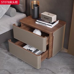 千匠一品 意式风格 实木面板+E1级环保板+马鞍皮饰面 时尚大气床头柜ST078-L