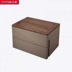 千匠一品 意式风格 实木面板+E1级环保板+马鞍皮饰面 时尚大气床头柜ST078-L
