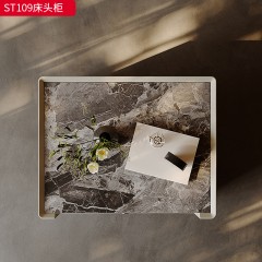 千匠一品 意式风格 岩板+E1级环保板材+哑光烤漆+实木抽屉+回弹导轨 时尚大气床头柜ST109-L