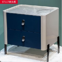 千匠一品 意式风格 岩板+E1级环保板材+哑光烤漆+皮艺+实木抽屉+回弹导轨+五金脚 时尚大气床头柜ST114  ST117  ST118-L