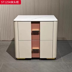 千匠一品 意式风格 岩板+E1级环保板材+哑光烤漆+实木抽屉+回弹导轨+五金脚 时尚大气床头柜ST125-L