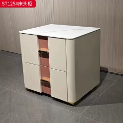 千匠一品 意式风格 岩板+E1级环保板材+哑光烤漆+实木抽屉+回弹导轨+五金脚 时尚大气床头柜ST125-L