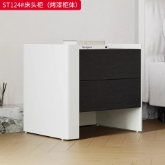 千匠一品 意式风格 E1级环保板材+烟熏木皮+开放漆+实木抽屉+回弹导轨 时尚极简床头柜ST124-J