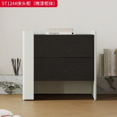 千匠一品 意式风格 E1级环保板材+烟熏木皮+开放漆+实木抽屉+回弹导轨 时尚极简床头柜ST124-J