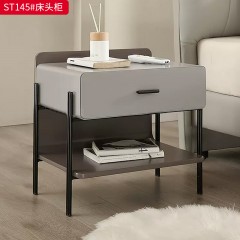 千匠一品 意式风格 E1级环保板+哑光烤漆+缓冲导轨+实木抽屉 时尚极简床头柜ST145-J