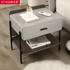 千匠一品 意式风格 E1级环保板+哑光烤漆+缓冲导轨+实木抽屉 时尚极简床头柜ST145-J