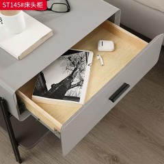 千匠一品 意式风格 E1级环保板+哑光烤漆+缓冲导轨+实木抽屉 时尚极简床头柜ST145-J