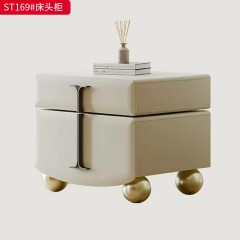 千匠一品 意式风格 优质皮艺+哑光烤漆+实木抽屉+缓冲导轨+五金脚 时尚极简床头柜ST150  ST169-J