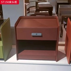 千匠一品 意式风格 优质皮艺+哑光烤漆+实木抽屉+缓冲导轨+五金脚 时尚极简床头柜ST150  ST169-J