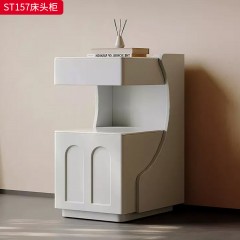千匠一品 意式风格 岩板+E1级环保板+哑光烤漆+实木抽屉+缓冲导轨 时尚极简床头柜ST157-J