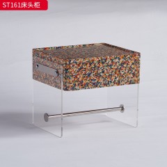 千匠一品 意式风格 E1级环保板+亚克力+哑光烤漆+实木抽屉+五金+缓冲导轨 时尚极简床头柜ST161-J