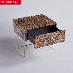 千匠一品 意式风格 E1级环保板+亚克力+哑光烤漆+实木抽屉+五金+缓冲导轨 时尚极简床头柜ST161-J