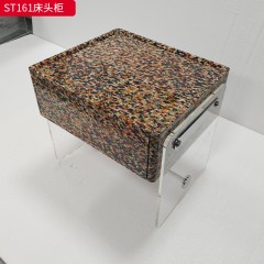千匠一品 意式风格 E1级环保板+亚克力+哑光烤漆+实木抽屉+五金+缓冲导轨 时尚极简床头柜ST161-J