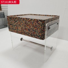 千匠一品 意式风格 E1级环保板+亚克力+哑光烤漆+实木抽屉+五金+缓冲导轨 时尚极简床头柜ST161-J
