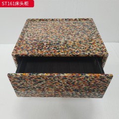 千匠一品 意式风格 E1级环保板+亚克力+哑光烤漆+实木抽屉+五金+缓冲导轨 时尚极简床头柜ST161-J