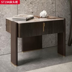 千匠一品 意式风格 岩板+实木抽屉+回弹导轨+哑光烤漆+环保板材 床头柜ST194-J