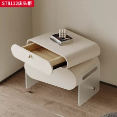 千匠一品 意式风格 环保板材+实木抽屉+哑光烤漆+亚克力 时尚极简床头柜ST8112-J