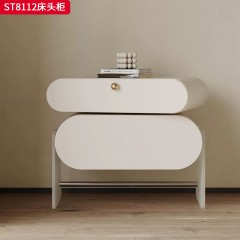 千匠一品 意式风格 环保板材+实木抽屉+哑光烤漆+亚克力 时尚极简床头柜ST8112-J