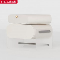 千匠一品 意式风格 环保板材+实木抽屉+哑光烤漆+亚克力 时尚极简床头柜ST8112-J