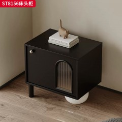 千匠一品 意式风格 环保板材+实木抽屉+长虹玻璃+回弹导轨+哑光烤漆 时尚极简床头柜ST8156-J