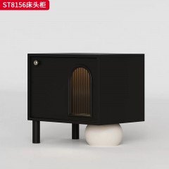 千匠一品 意式风格 环保板材+实木抽屉+长虹玻璃+回弹导轨+哑光烤漆 时尚极简床头柜ST8156-J