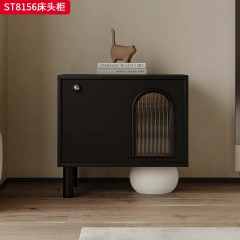 千匠一品 意式风格 环保板材+实木抽屉+长虹玻璃+回弹导轨+哑光烤漆 时尚极简床头柜ST8156-J