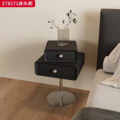千匠一品 意式风格 E1级环保板材+实木抽屉+回弹导轨+哑光烤漆+不锈钢脚 时尚极简床头柜ST8171-J