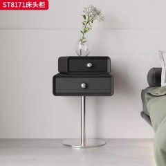 千匠一品 意式风格 E1级环保板材+实木抽屉+回弹导轨+哑光烤漆+不锈钢脚 时尚极简床头柜ST8171-J