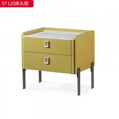 千匠一品 意式风格 岩板+E1级环保板+哑光烤漆+实木抽屉+回弹导轨+五金脚架 时尚极简床头柜ST120-J