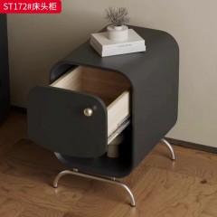 千匠一品 意式风格 E1级环保板+哑光烤漆+实木抽屉+缓冲导轨+不锈钢底座 时尚极简床头柜ST172-J