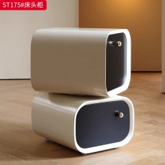 千匠一品 意式风格 E1级环保板+哑光烤漆+实木抽屉+回弹导轨 时尚极简床头柜ST175-J
