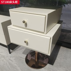 千匠一品 意式风格 环保板材+实木抽屉+哑光烤漆+回弹导轨+碳素钢底座 时尚极简床头柜ST180-J