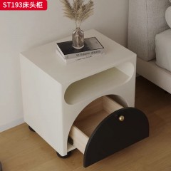 千匠一品 意式风格 环保板材+实木抽屉+哑光烤漆+缓冲导轨 时尚极简床头柜ST193-J